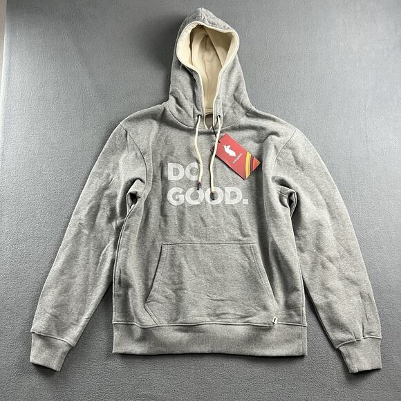 Cotopaxi Hoodie Mens Medium Gray Do Good Spellout Fleece Sweatshirt Pullover - Picture 1 of 7